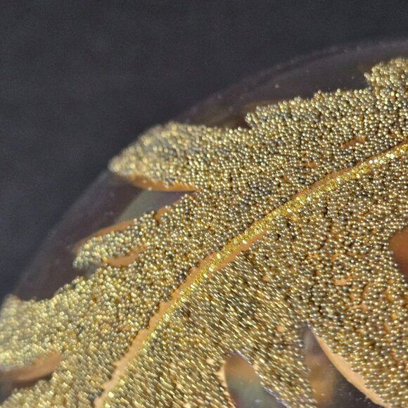 Frontgate Iridescent Gold Leaf Glass Ornament Large 5 Inch Elegant Holiday Decor - Picture 4 of 9